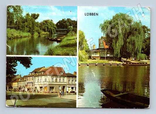 Pohlednice Německo Lübben město řeka 1980 (M26698)