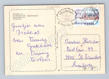 Pohlednice Belgie Westende kostel pláž budova 1983 (M26702)