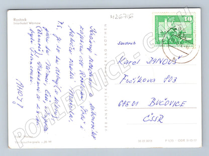 Pohlednice Německo Rostock Hotel Warnow 1975 (M26716)