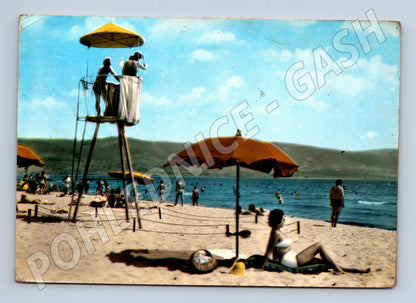 Pohlednice Bulharsko Nessebar pláž s koupajícími se 1961 (M26737)