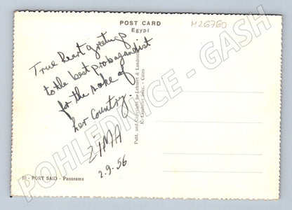 Pohlednice Egypt Port Said panorama s lodí 1956 (M26760)