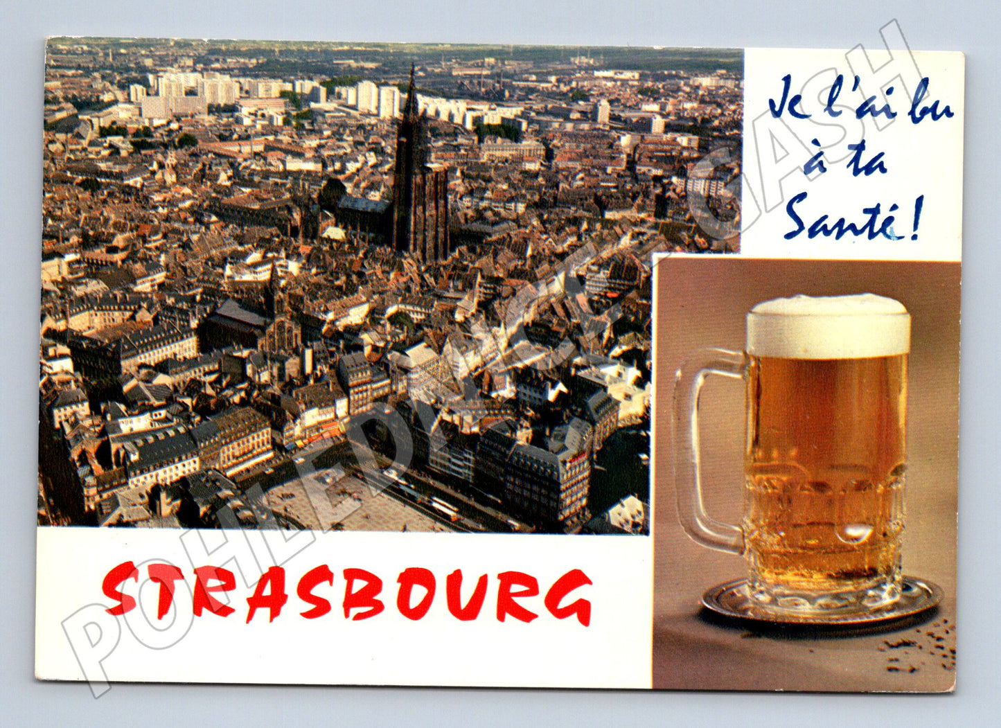 Pohlednice Francie Strasbourg panorama a pivo 1979 (M26764)