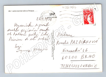 Pohlednice Francie Strasbourg panorama a pivo 1979 (M26764)