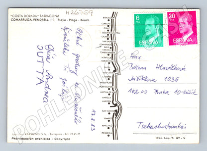 Pohlednice Španělsko Comarruga pobřeží 1983 (M26769)