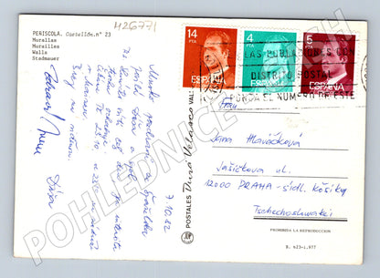 Pohlednice Španělsko Peñíscola městské hradby 1982 (M26771)
