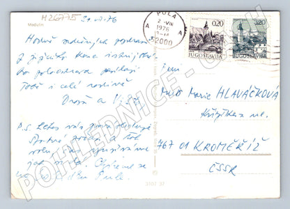 Pohlednice Chorvatsko Medulin letecký pohled 1976 (M26775)