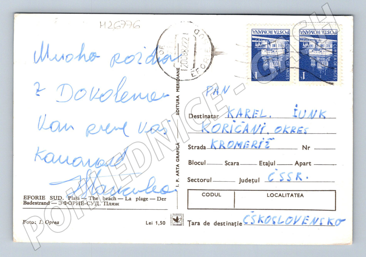 Pohlednice Rumunsko Eforie Sud pláž hotel 1972 (M26776)