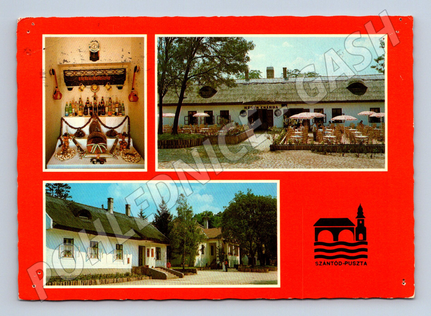Pohlednice Maďarsko Szántód-Puszta venkovská stavení 1986 (M26786)
