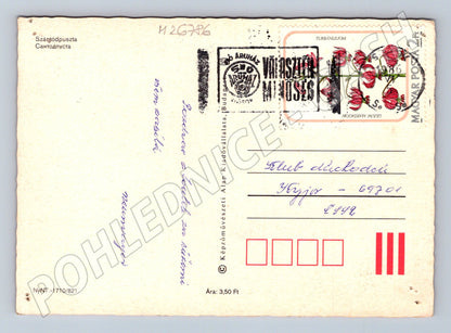 Pohlednice Maďarsko Szántód-Puszta venkovská stavení 1986 (M26786)