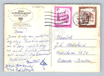 Pohlednice Rakousko Vídeň Hotel am Brillantengrund 1985 (M26794)