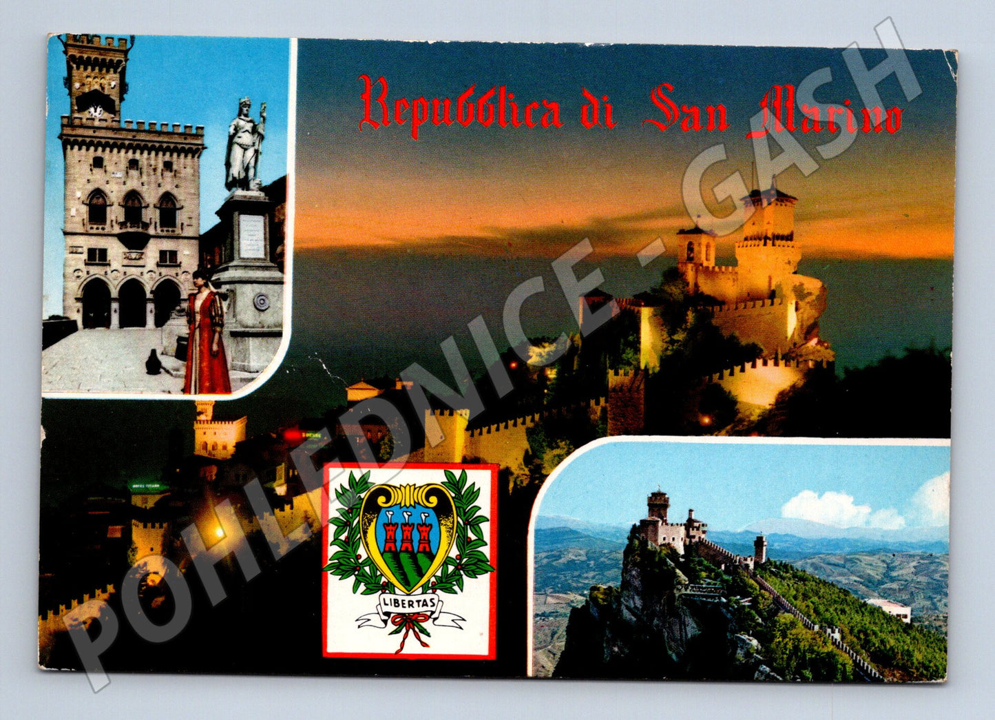 Pohlednice San Marino koláž hradů a motivů (M26795)