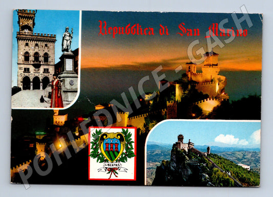 Pohlednice San Marino koláž hradů a motivů (M26795)
