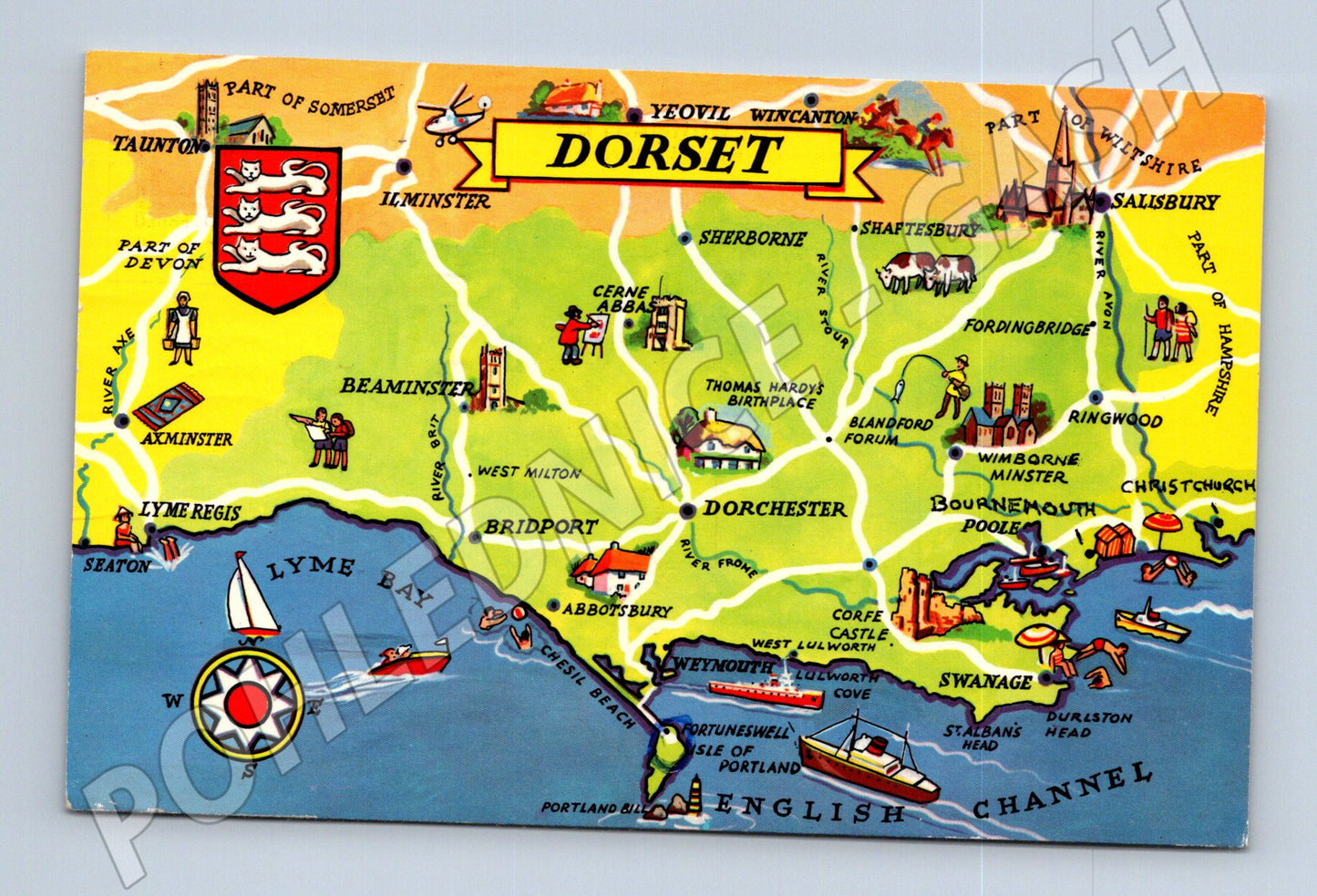 Pohlednice Velká Británie Dorset mapa regionu (M26816)
