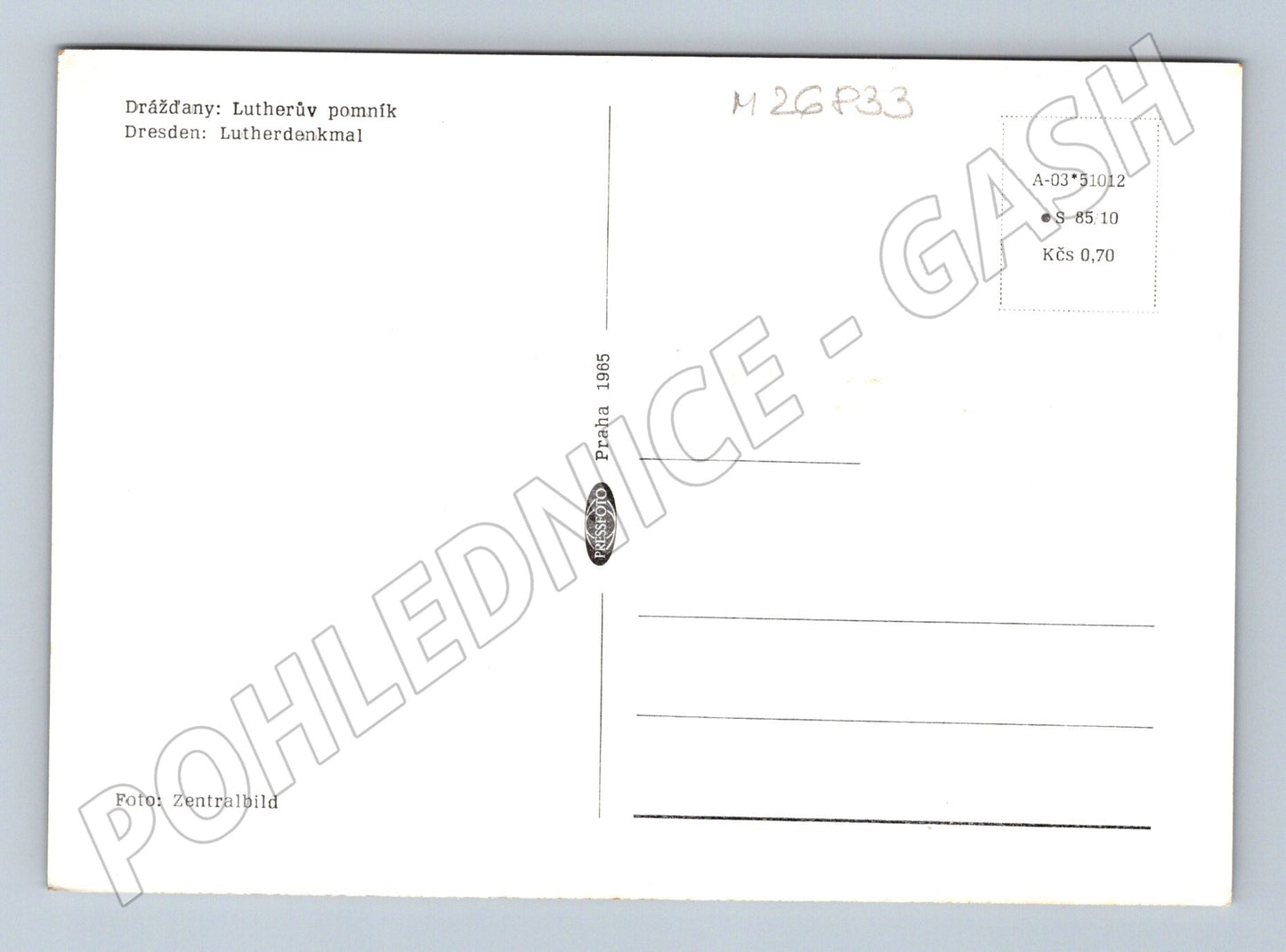 Pohlednice Německo Drážďany Lutherův pomník ruiny 1985 (M26833)