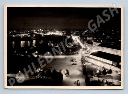 Pohlednice Finsko Helsinki noční panorama 1956 (M26849)
