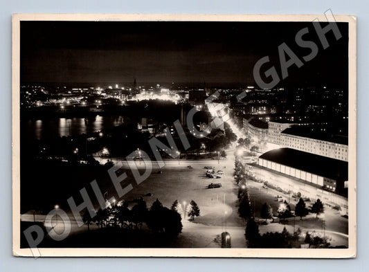 Pohlednice Finsko Helsinki noční panorama 1956 (M26849)