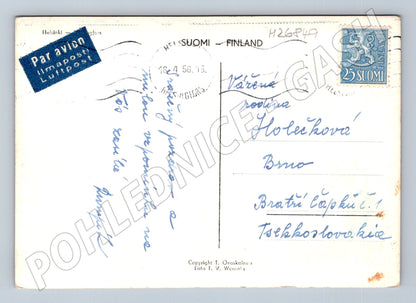 Pohlednice Finsko Helsinki noční panorama 1956 (M26849)