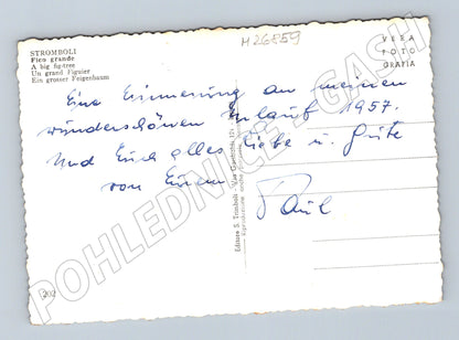Pohlednice Itálie Stromboli pláž s loděmi 1957 (M26859)