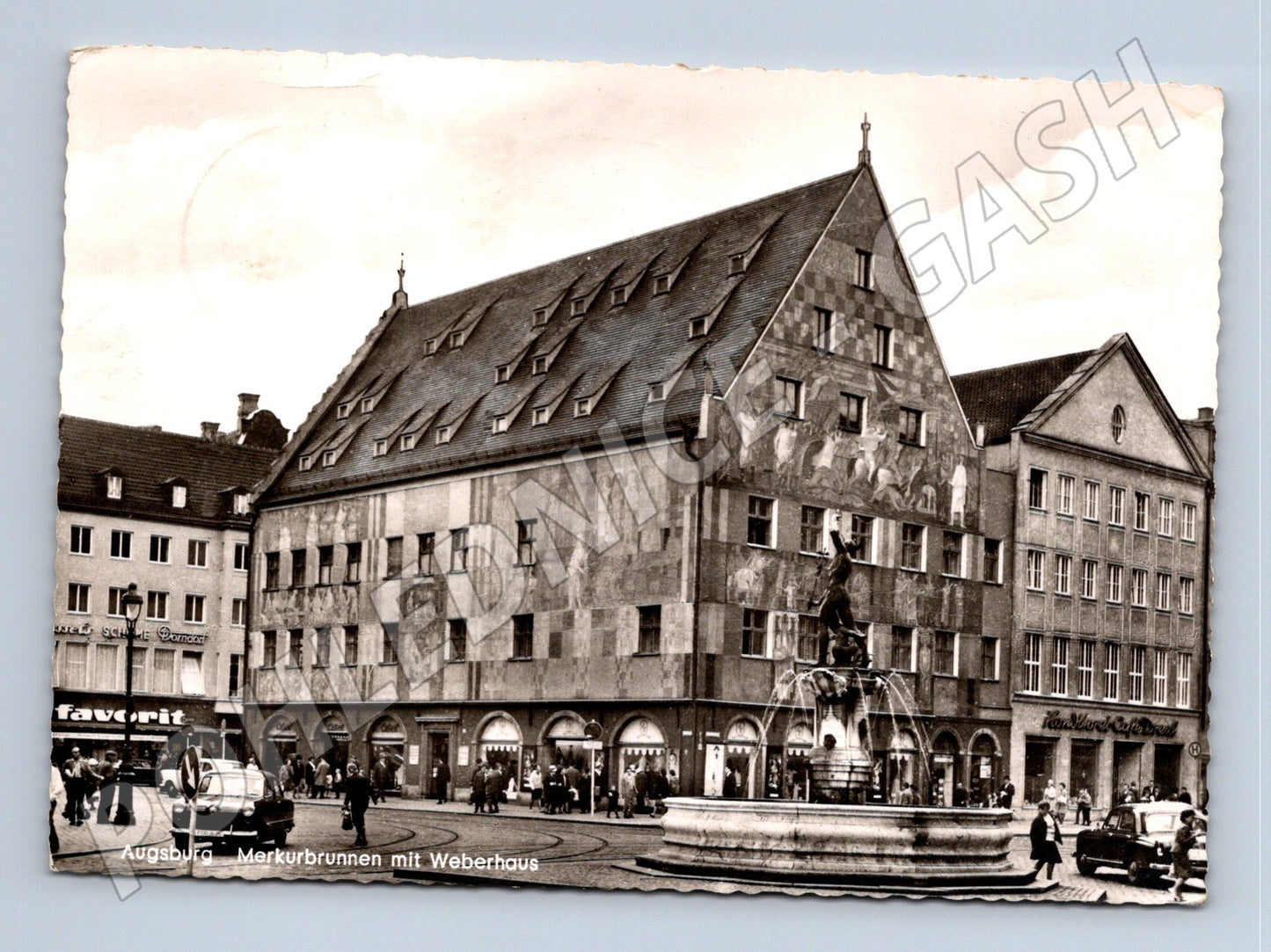 Pohlednice Německo Augsburg Merkurbunnen 1957 (M26869)