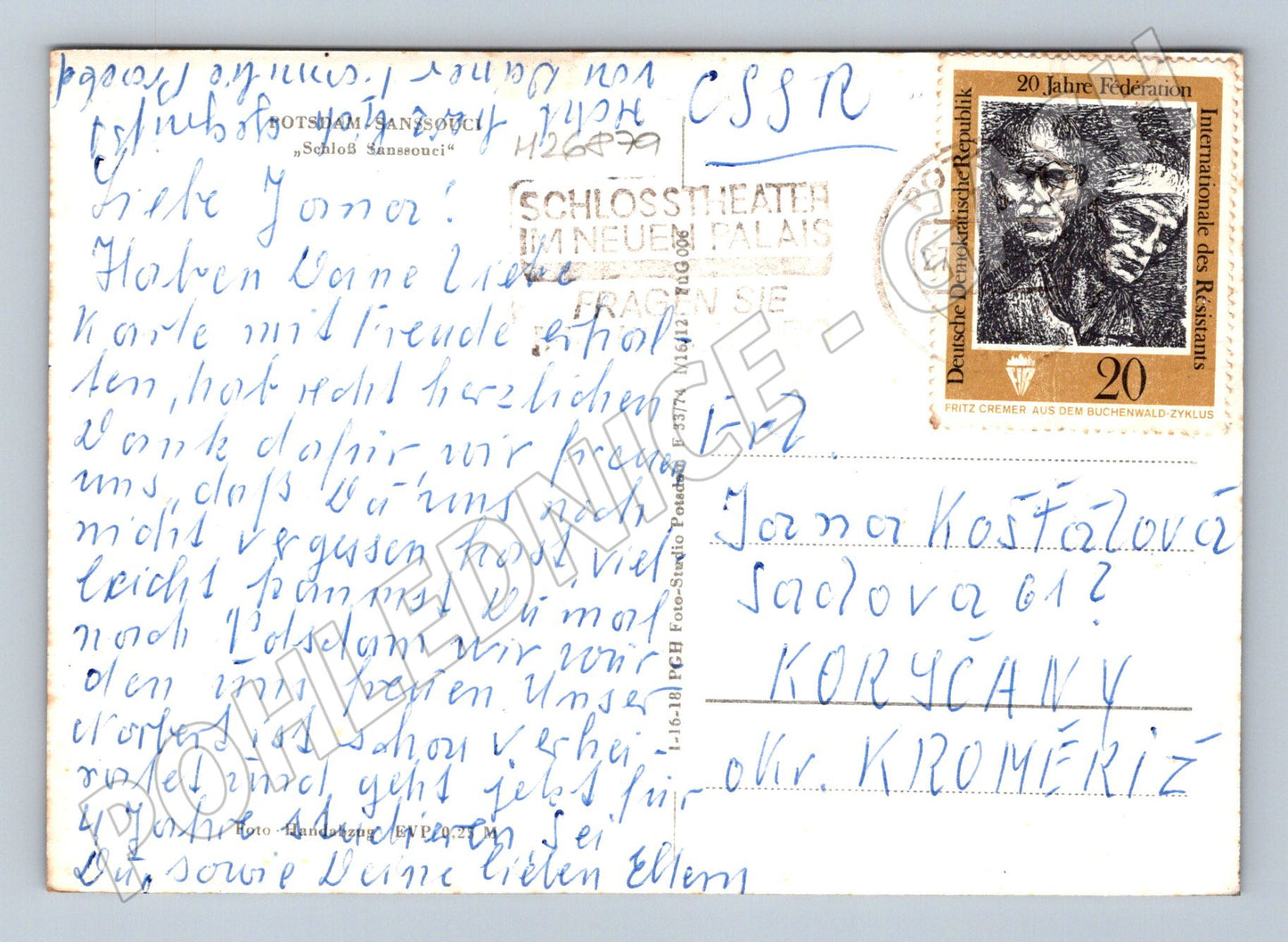 Pohlednice Německo Potsdam Sanssouci zámek 1965 (M26879)