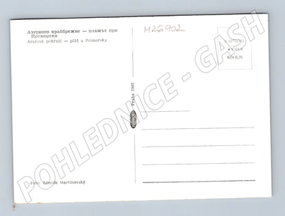 Pohlednice Bulharsko Primorsko pláž letadlo 1965 (M26902)