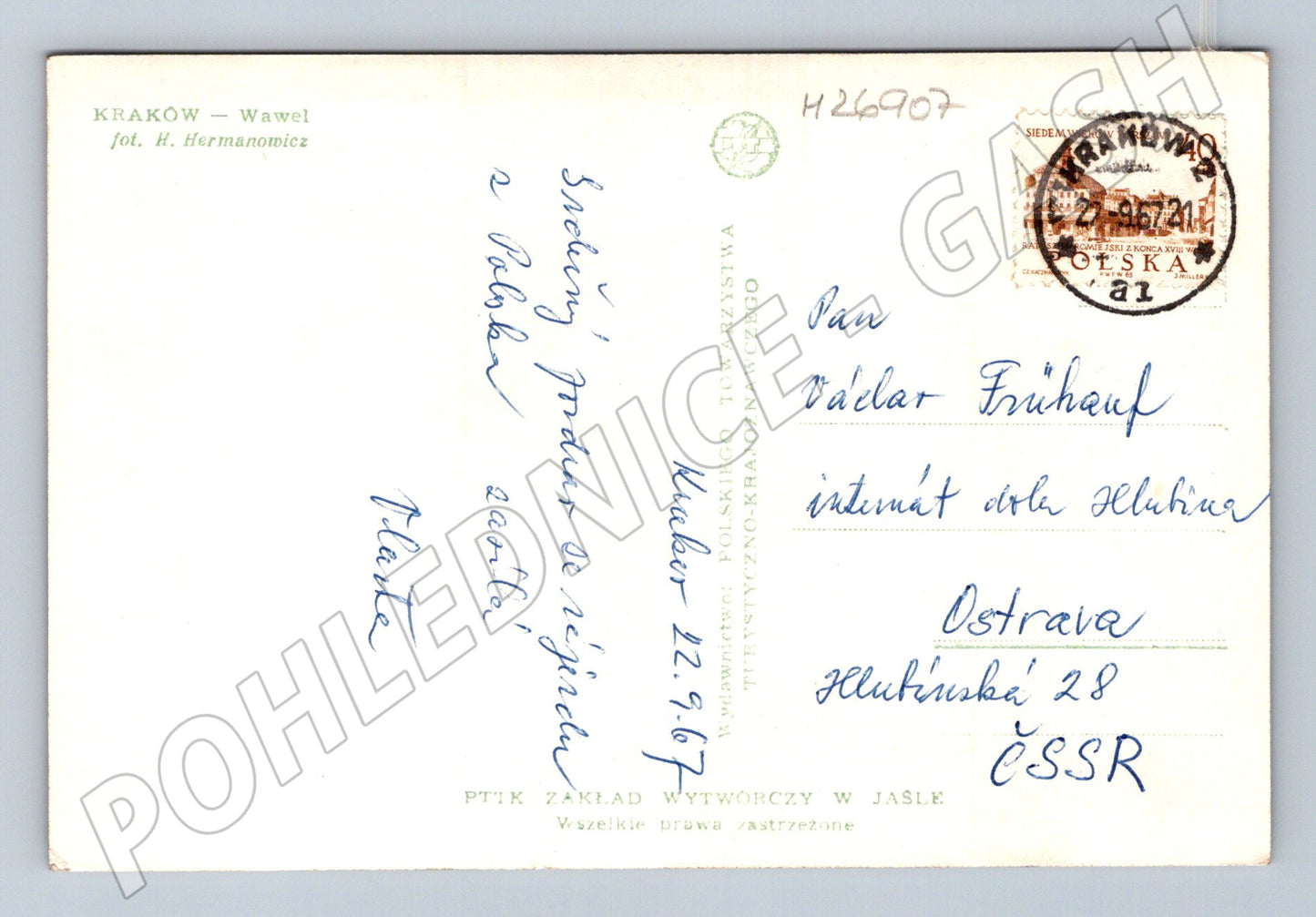 Pohlednice Polsko Krakow Wawel hrad 1967 (M26907)