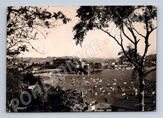 Pohlednice Norsko Bergen záliv s loděmi 1941 (M26915)