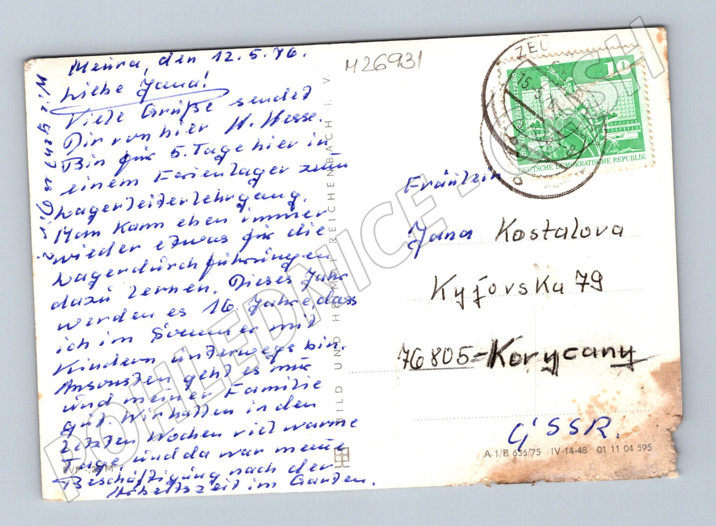 Pohlednice Německo Meura, Thür. Wald a okolí 1976 (M26931)