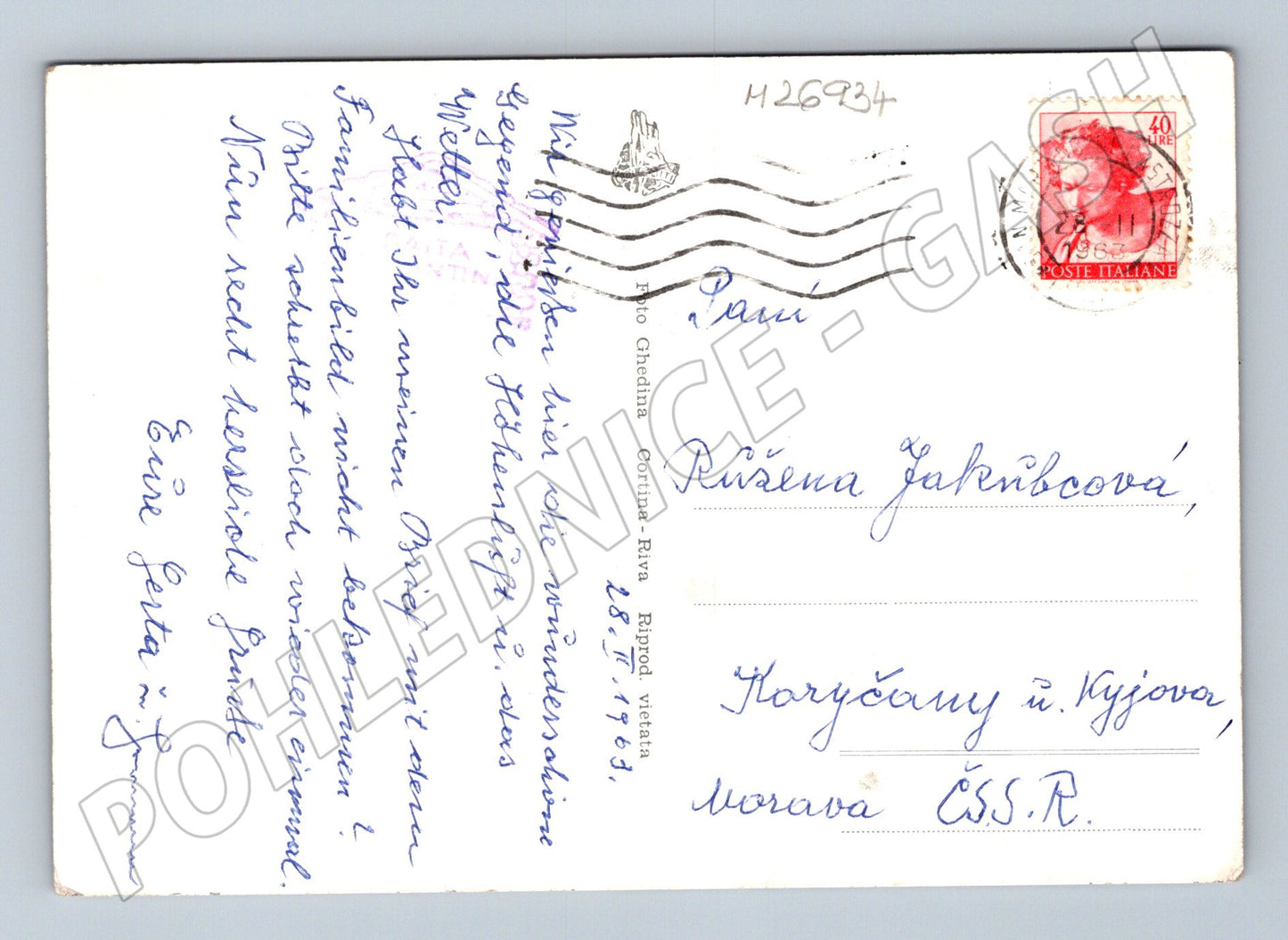 Pohlednice Itálie Passo Rolle Baita Segantini hory 1963 (M26934)