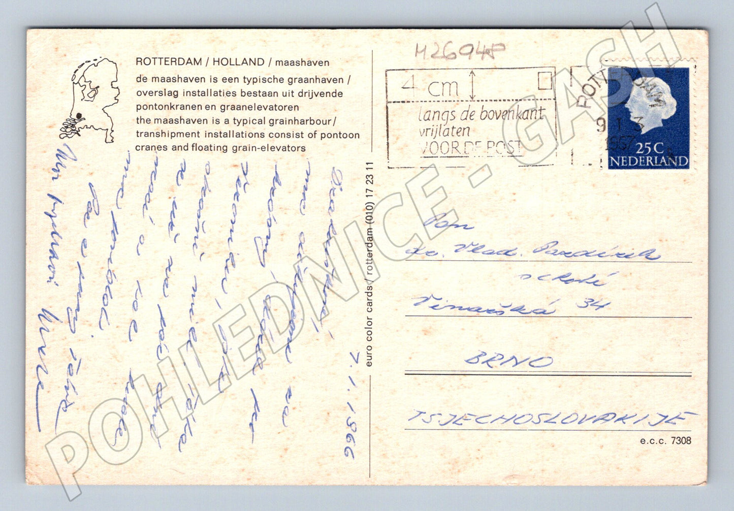Pohlednice Holandsko Rotterdam Maashaven přístav 1966 (M26948)