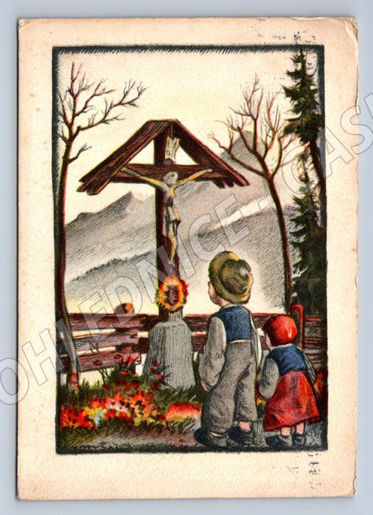 Postcard ethnographic motif at the cross (M2697)