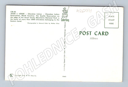 Pohlednice USA Cherokee Indian Jessie J. Lossie 1956 (M26971)