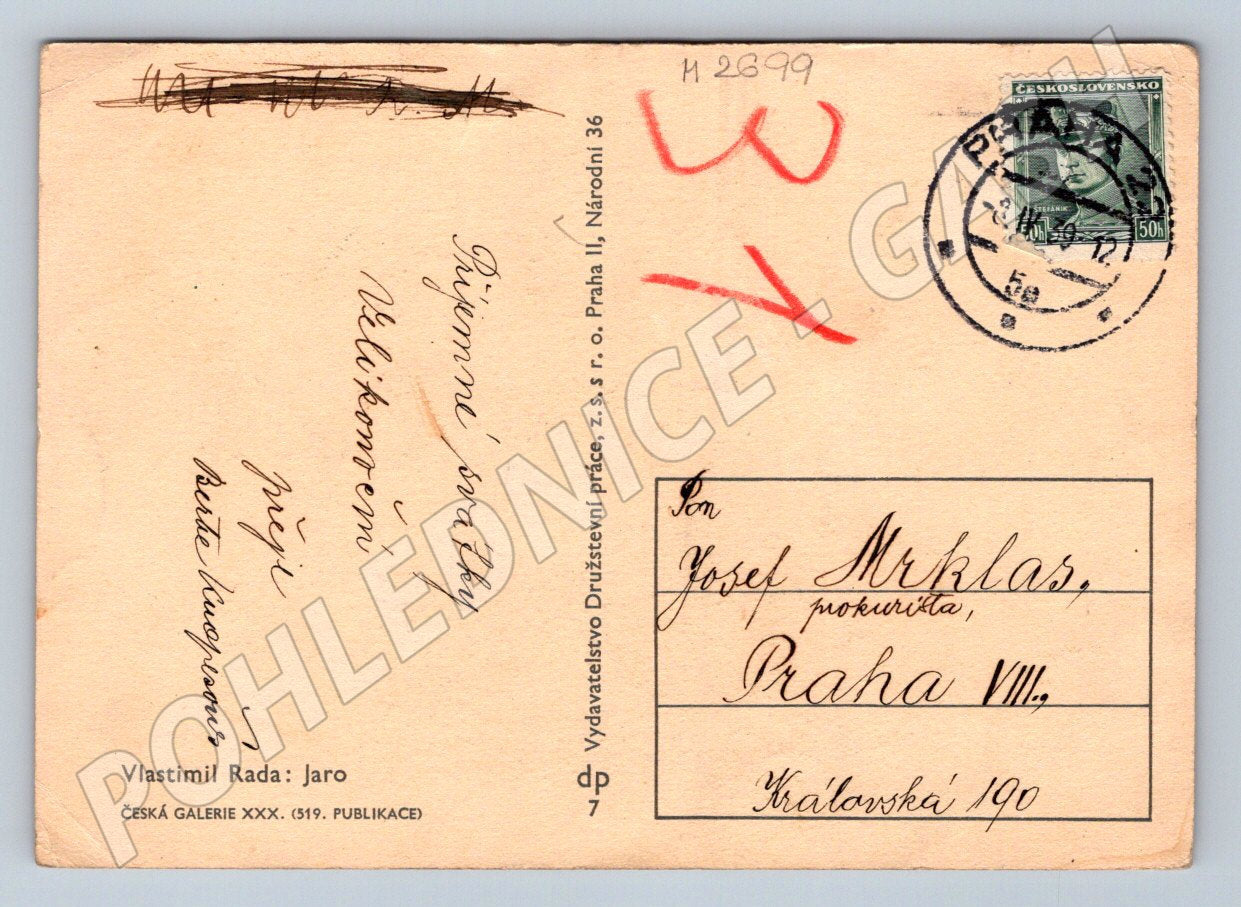 Postcard Vlastimil Rada Spring (M2699)