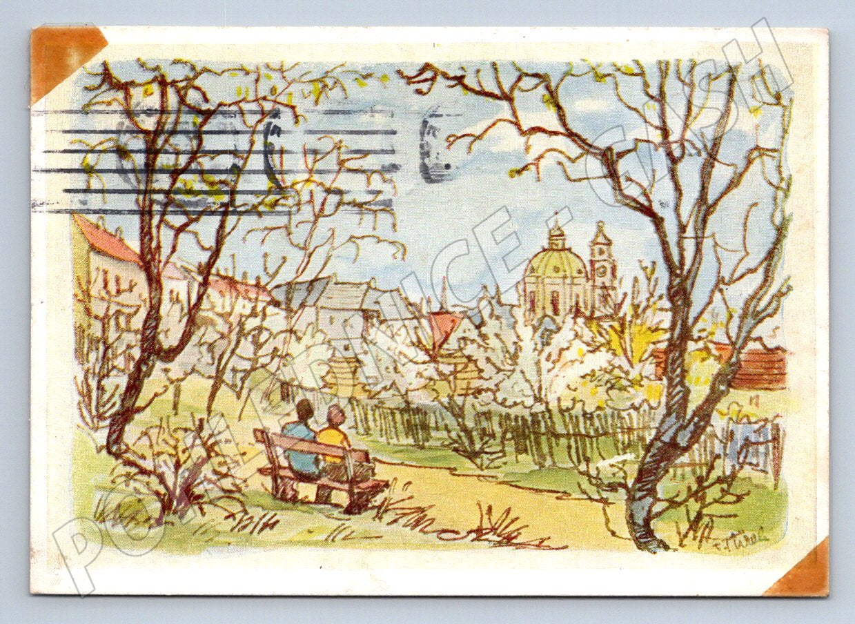 Postcard F. Turek Easter drawing 1959 (M2700)