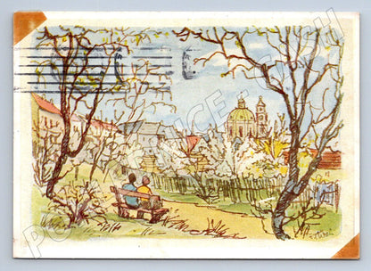 Postcard F. Turek Easter drawing 1959 (M2700)