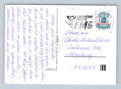 Pohlednice Vánoce jezevci zimní krajina 1993 (M27000)