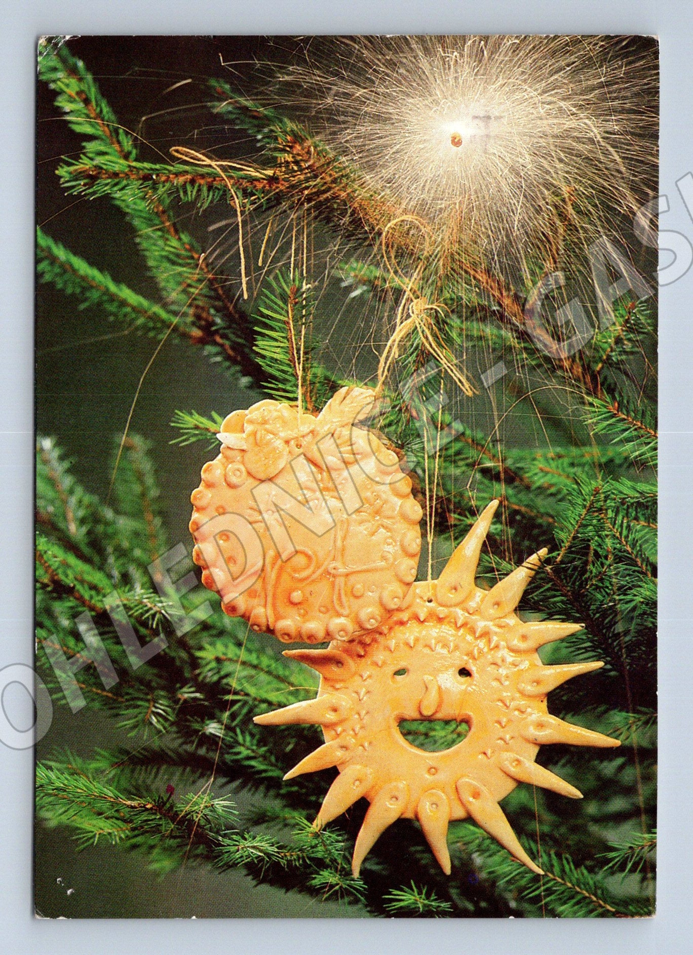 Pohlednice Vánoce jiskřičky a ozdoby 1983 (M27004)