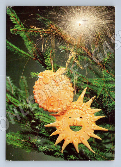 Pohlednice Vánoce jiskřičky a ozdoby 1983 (M27004)