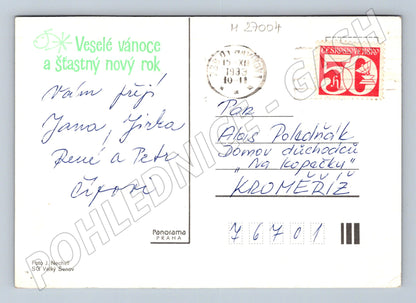 Pohlednice Vánoce jiskřičky a ozdoby 1983 (M27004)