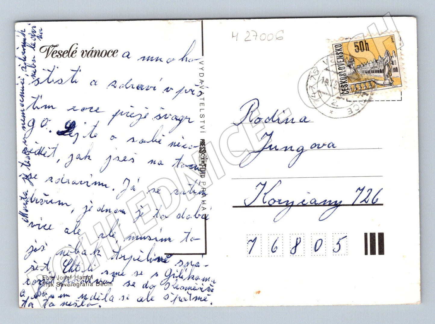 Pohlednice Vánoční zátiší 1975 (M27006)