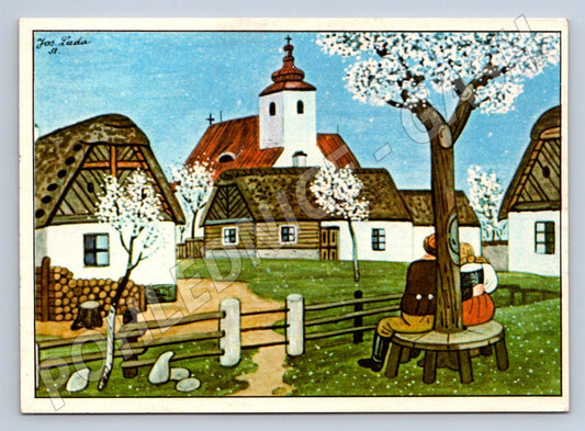 Postcard J. Lada Village Scene (M2701)