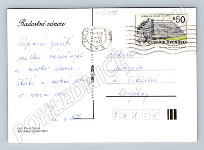Pohlednice vánoční jablko svíčky 1968 (M27010)