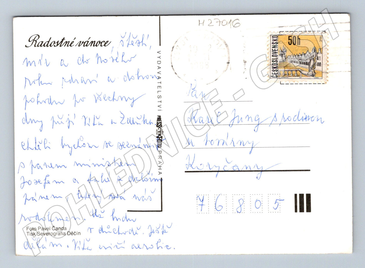 Pohlednice Vánoční zátiší 1988 (M27016)