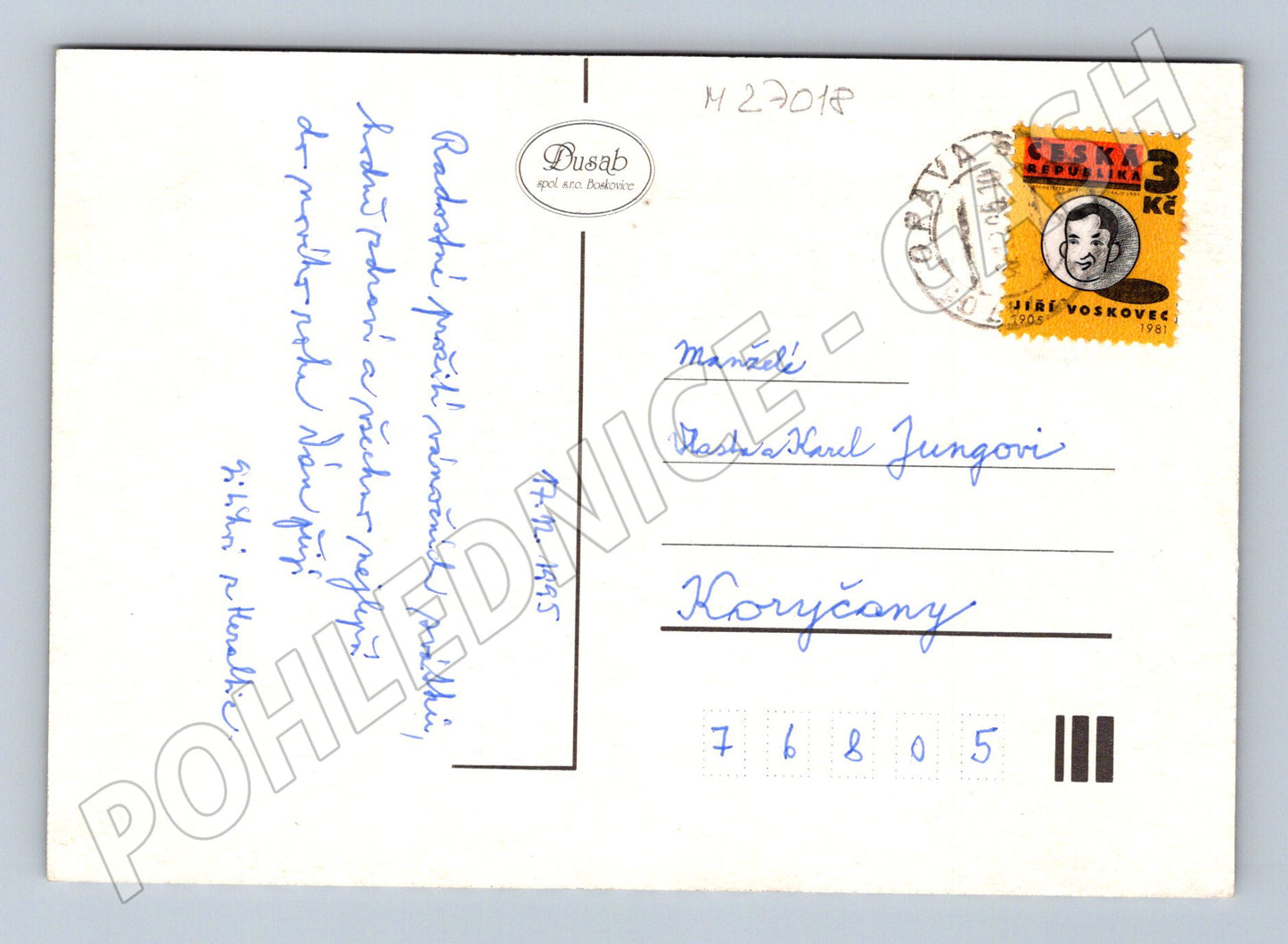Pohlednice Vánoce a Nový rok zasněžená krajina 1985 (M27018)