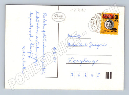 Pohlednice Vánoce a Nový rok zasněžená krajina 1985 (M27018)