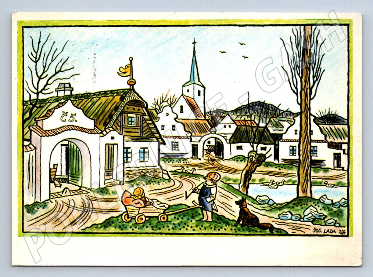 Postcard Josef Lada Easter Village (M2702)