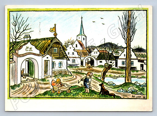 Postcard Josef Lada Easter Village (M2702)