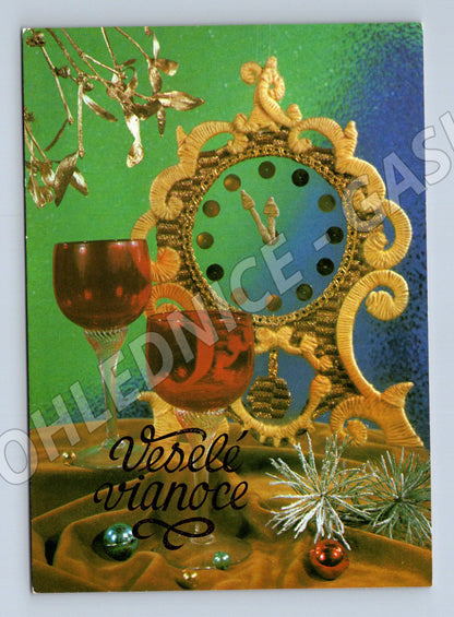 Pohlednice Československo Vánoce Nový rok hodiny 1978 (M27021)