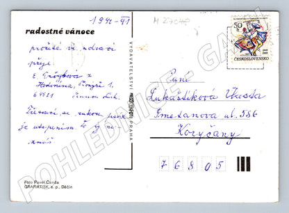 Pohlednice Vánoční cukroví a svíčky 1991 (M27048)