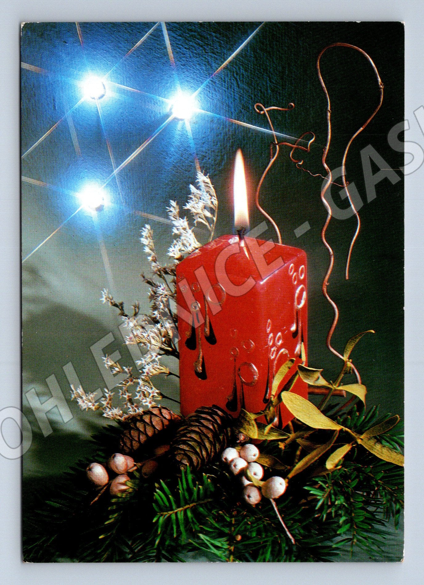 Pohlednice Vánoční svíčka jmelí 1979 (M27055)